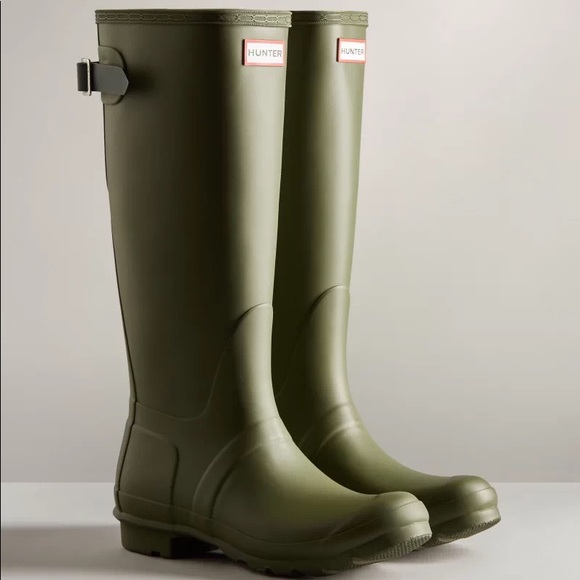 Tall army green Hunter Wellies/Rain boots - Picture 6 of 7